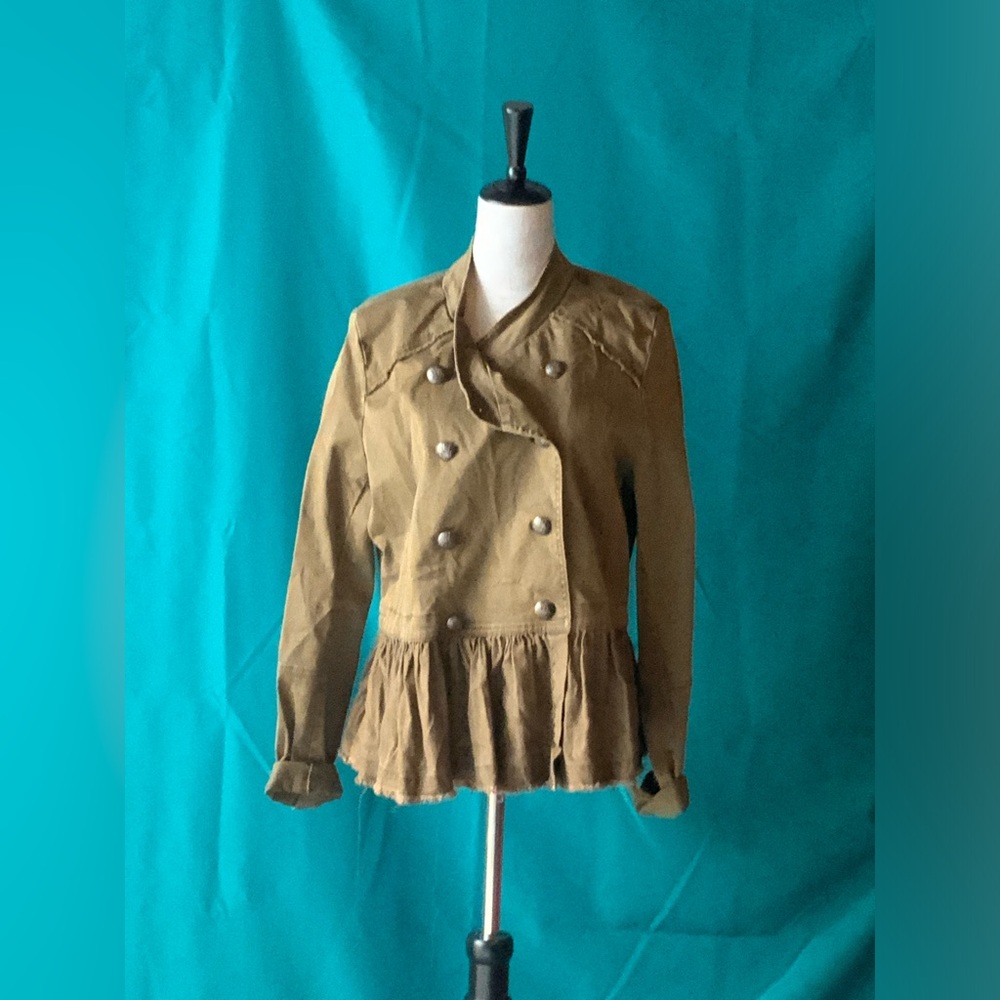 Free People Tan Double-Breasted Jacket